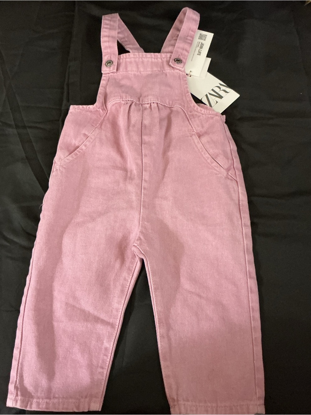 Zara Light Pink Girls' Cotton Overalls - Picture 2 of 16